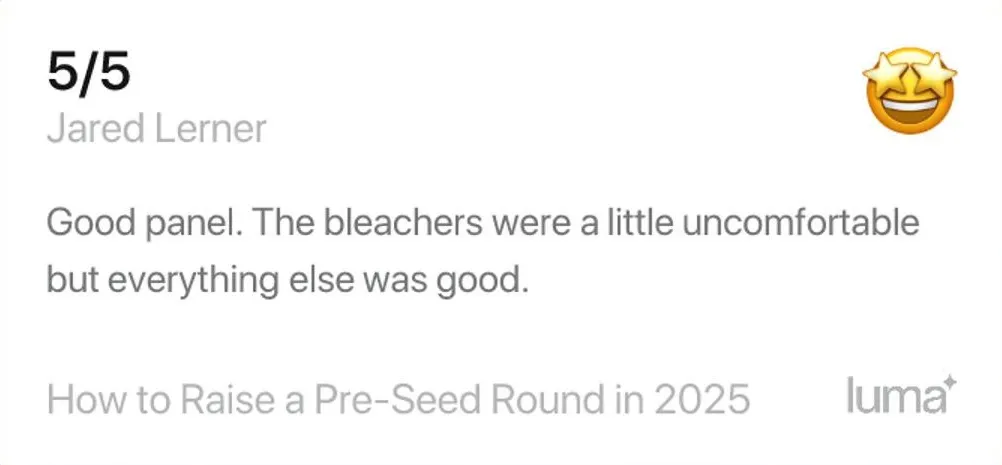 Ugly Talk attendee feedback screenshot 3