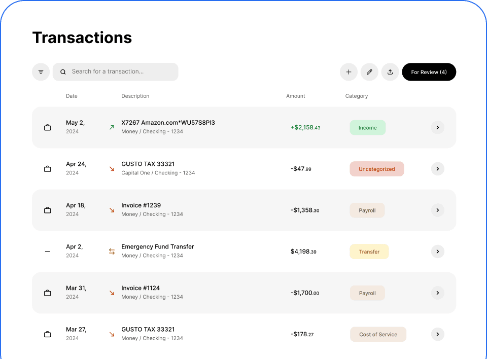 doola bookkeeping — categorized business transactions