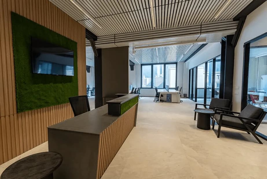 Reception and lounge at Nomadworks 240 W 40th Street